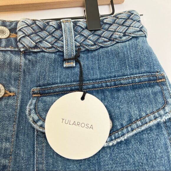 Tularosa Madelyn Braided Denim Mini Skirt in Fuji 24 - Picture 6 of 8